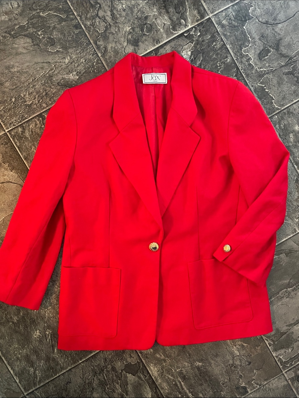 JAX Vintage Wool Classic Red Women's Preppy Office Business Classy Blazer Jacket